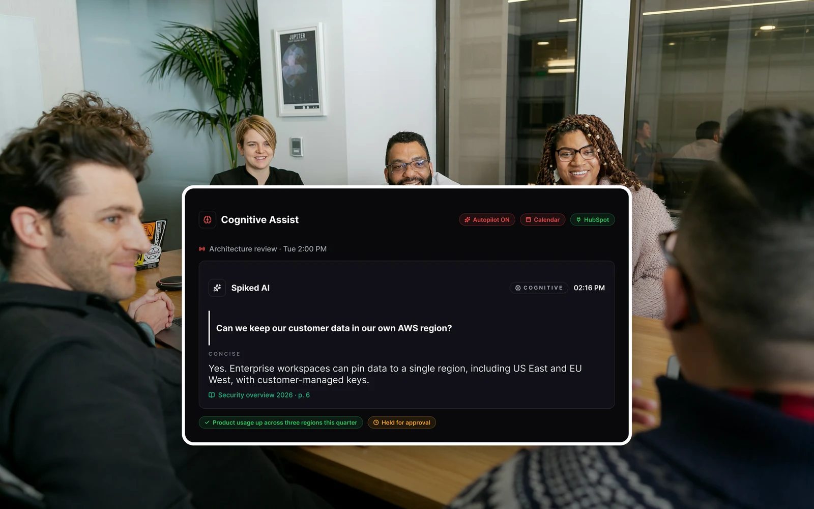 SpikedAI surfacing account and security signals before an architecture review