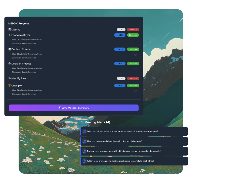 MEDDIC Qualification and Live Sentiment Dashboard